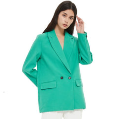 women's blazer jacket casual solid color double breasted pocket decorative coat