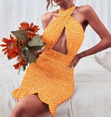 Tie Up Short Wrap Bodycon Sundress
