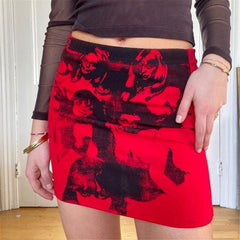 90s Vintage Graphic Print Mini Skirts