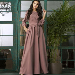 Vintage Lantern Sleeve Elegant Bandage Floor Length Dress