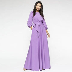 Vintage Lantern Sleeve Elegant Bandage Floor Length Dress