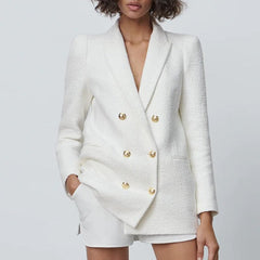 Vintage White Tweed Blazers Coat
