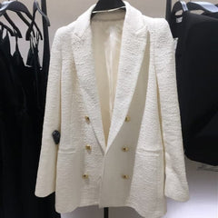 Vintage White Tweed Blazers Coat