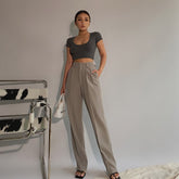 Spring New Office Lady High Quality Elegant Casual Fashion Wide Leg Female Pants Hot Sales