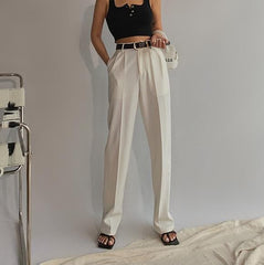 Spring New Office Lady High Quality Elegant Casual Fashion Wide Leg Female Pants Hot Sales
