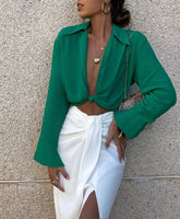 Vintage Elegant V Neck Streetwears Blouses