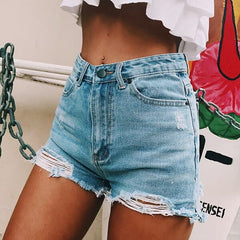Summer Woman Denim Shorts High Waist Ripped Jeans Shorts Fashion Female Shorts Jeans