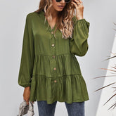 Women's Blouse Casual Tops Elegant V Neck Long Sleeve Tunic Summer Autumn Floral Print Women's Shirts