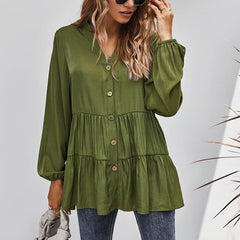 Women's Blouse Casual Tops Elegant V Neck Long Sleeve Tunic Summer Autumn Floral Print Women's Shirts