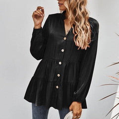 Women's Blouse Casual Tops Elegant V Neck Long Sleeve Tunic Summer Autumn Floral Print Women's Shirts