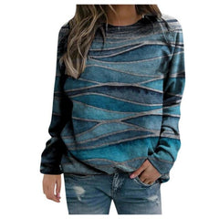 Vintage Blouses Women's Casual Oversized Flora Printed Thermal Crewneck Long Sleeve Pullover Tee Shirts Ropa De Mujer