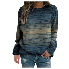 Vintage Blouses Women's Casual Oversized Flora Printed Thermal Crewneck Long Sleeve Pullover Tee Shirts Ropa De Mujer