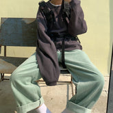 Vintage Oversized Corduroy Baggy Pants Harajuku Green Beige Wide Leg High Waist Casual Trousers Korean Fashion