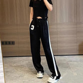 New Autumn Fashion Trouser C Word Wide Leg High Waist Casual Black Drape Effect Sport Pants