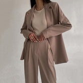 Women's Elegant Office Solid Blazer Pants Suit