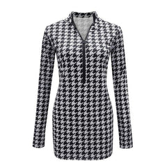 Skinny Long Sleeve Slim Deep V Neck Zipper Tight Party