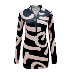 Skinny Long Sleeve Slim Deep V Neck Zipper Tight Party