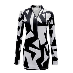 Skinny Long Sleeve Slim Deep V Neck Zipper Tight Party