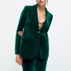 Long Sleeve Velvet Casual Button Blazer