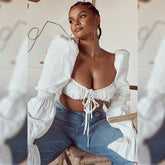 Fashion Flared Sleeve Neckline T shirt