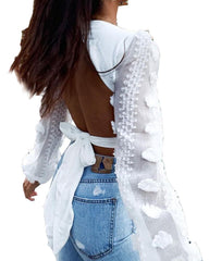 Solid Lace Deep V Neck Vest T Shirt