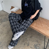 Oversize 3XL Plaid Pants Casual Loose Wide Leg Trousers Ins Retro Teens Straight Trousers Hip hop Unisex Streetwear