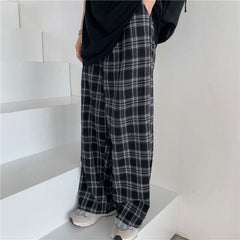 Oversize 3XL Plaid Pants Casual Loose Wide Leg Trousers Ins Retro Teens Straight Trousers Hip hop Unisex Streetwear