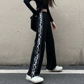 Tie dyed High waist Casual Pants for Female Students Loose Fried Street Slim Straight Wide leg Tide Sports