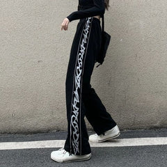 Tie dyed High waist Casual Pants for Female Students Loose Fried Street Slim Straight Wide leg Tide Sports
