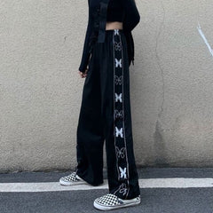 Tie dyed High waist Casual Pants for Female Students Loose Fried Street Slim Straight Wide leg Tide Sports