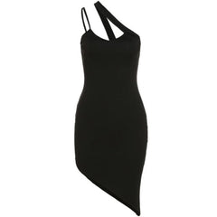 Irregular Bodycon Dress Solid Color Sleeveless Stretch Backless Skinny Party Clubwear Female Summer Dress
