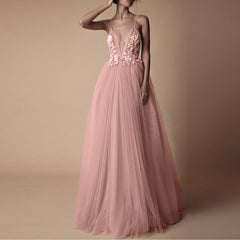 Lace Floral Coral Backless Dress