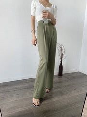 Spring High End Satin Sagging Broad Leg Pants High Waist Suit Pants Loose Simulation Silk Straight Pants Women