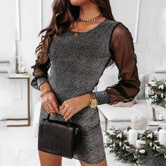 Year Sequin Dress For Party Bling Black Bandage Mini Spring Autumn Lady Dating Dinner Dresses