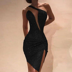 Plus Size Women's Dresses Clod Shoulder Sequins Split Sleeveless Nightclub Party Sleeveless Mini Dress For Women