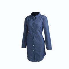 Fashion Casual Pocket Long Sleeve Button Loose Denim Shirt Dress