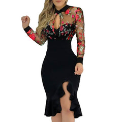 New Floral Ruffles Lace Long Sleeve Dresses