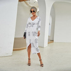 Gingham Dress Linen blend Checkered V neck Tie Waist Wrap Side Split Midi Dress Autumn Party Dresses Clothing