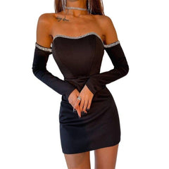 Corset Party Long Sleeve Diamond Mini Dress