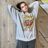 Oversized Hoodies Sun Printed Thin Vintage Pullovers O Neck Casual Y2K Streetwear Autumn Outfits Fashion Sweatshirt
