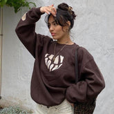 Oversized Hoodie Letter Heart Printed Fashion Sweatshirt Crewneck Long Sleeve Casual Pullovers Autumn Pullovers
