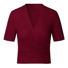 Womens Summer Casual Solid Deep V Neck Blouse Tops