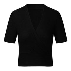 Womens Summer Casual Solid Deep V Neck Blouse Tops