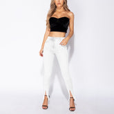 High Waist Slim Band Denim Pants