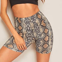Summer Shorts New Snake Print High Waist Shorts Elastic Waist Short Trousers Trousers Pantalones