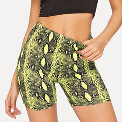 Summer Shorts New Snake Print High Waist Shorts Elastic Waist Short Trousers Trousers Pantalones