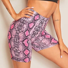 Summer Shorts New Snake Print High Waist Shorts Elastic Waist Short Trousers Trousers Pantalones