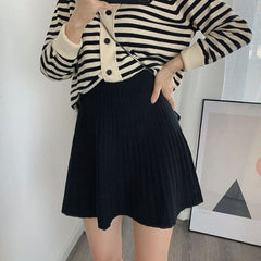 Knitted Autumn and Winter High Waist Pleated Skirt A Line Skirt Short Skirt
