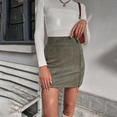 Mini Skirt Suede Zipper Bandage Slim Autumn New Korean High Waist Casual Solid A line Slits Bodycon Skirts