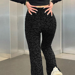 Cut Out High Waist Flare Pants Slim Fit Femme Strechy Trousers Long Wide Leg Pants Casual Streetwear